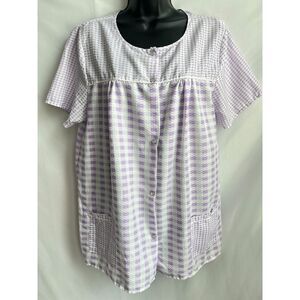 Toti Fashion Vintage Grannycore Gingham Nightshirt Sleepshirt L Retro Cottage